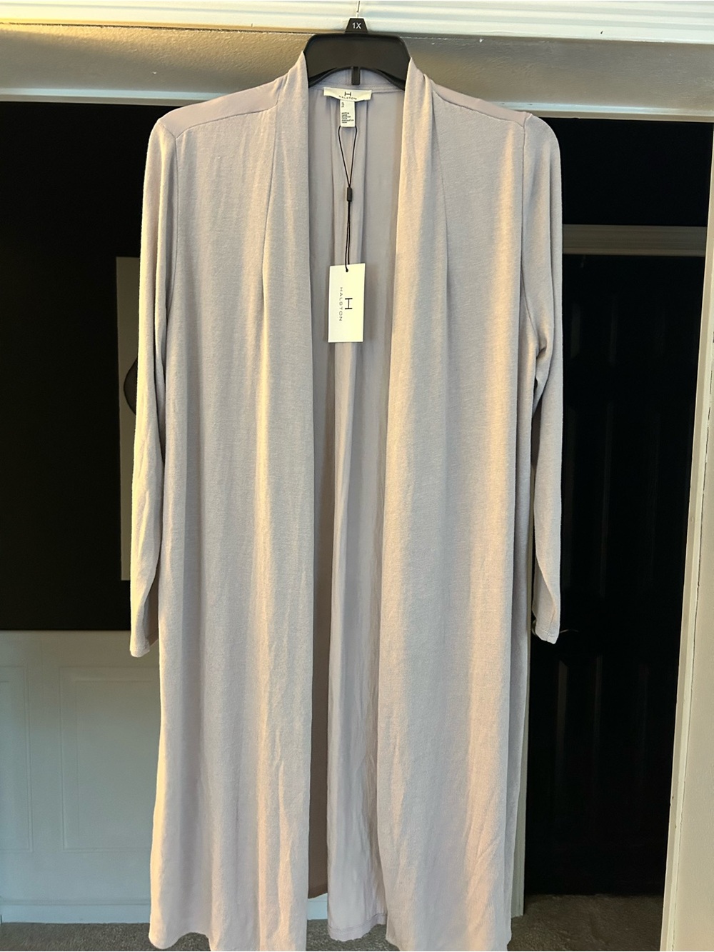 Halston Heritage Light Gray Open-Front Long Cardigan